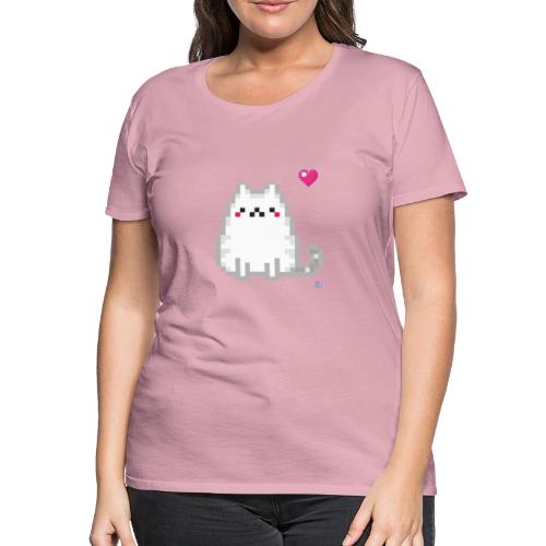 Chat et cœur en pixel art - T-shirt Premium Femme
