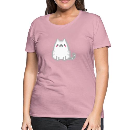 chat blanc en pixel art - white cat pixel art - T-shirt Premium Femme