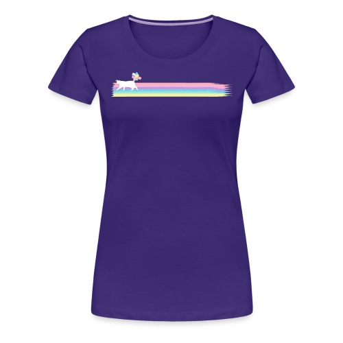 Caticorn läuft auf buntem Regenbogen - Frauen Premium T-Shirt