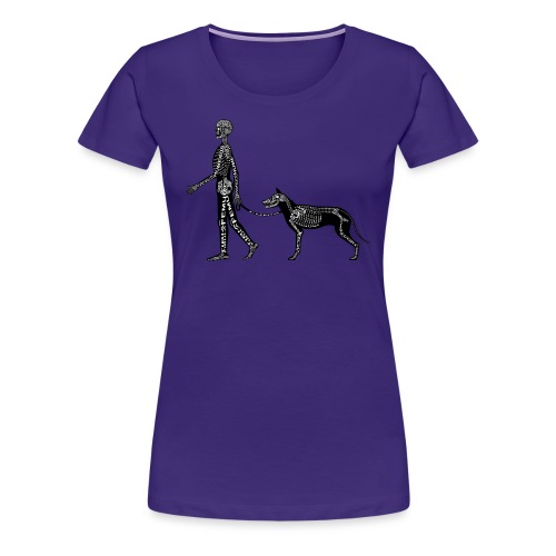 Människo- och hundskelett - Premium-T-shirt dam