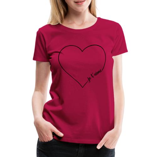 je t'aime - coeur noir avec écriture je t'aime - T-shirt Premium Femme
