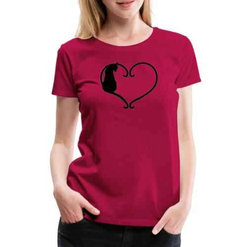 Chat coeur noir - T-shirt Premium Femme