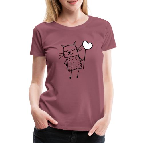 Katze mit Herz: Liebe - Frauen Premium T-Shirt