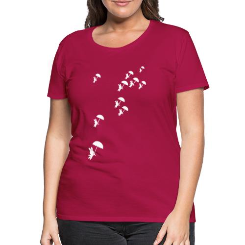 Hase Kaninchen Regenschirm Herbst fliegen Sturm - Frauen Premium T-Shirt
