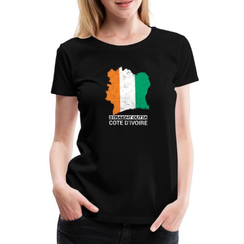 Straight Outta Cote d Ivoire country map & flag - Women's Premium T-Shirt