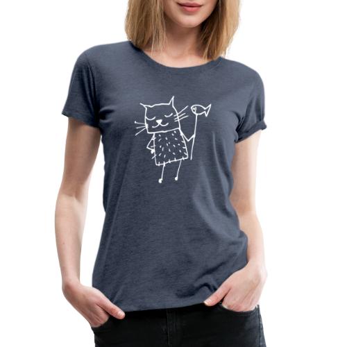 Katze mit Fisch - Frauen Premium T-Shirt