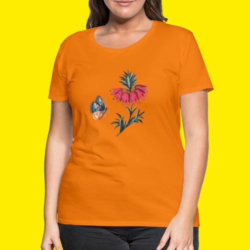 Vliegende vlinder met bloemen - Vrouwen Premium T-shirt
