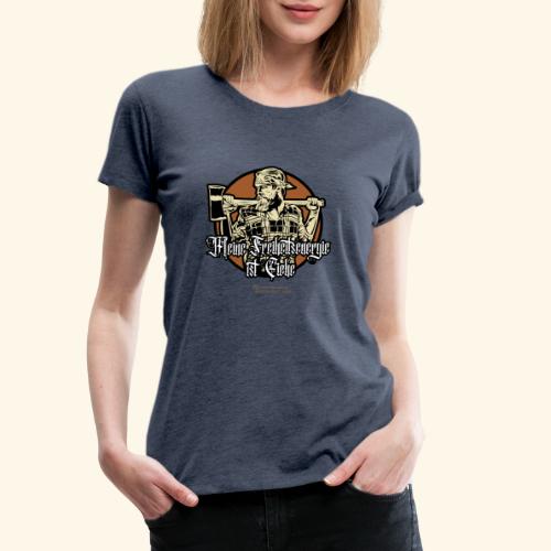 Holzfäller mit Bart & Axt Spruch Freiheitsenergie - Frauen Premium T-Shirt