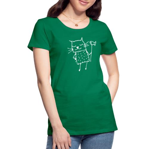 Katze mit Fisch - Frauen Premium T-Shirt