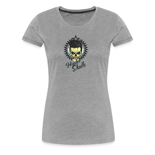 tete de mort hipster skull crane moustache logo co - T-shirt Premium Femme