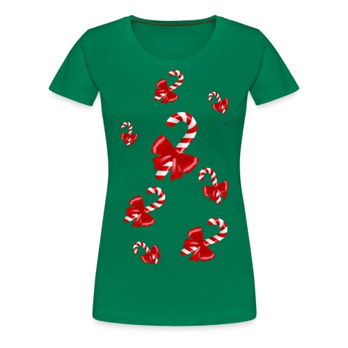 Cannes à sucre de Noël avec Nœuds rouges - T-shirt Premium Femme