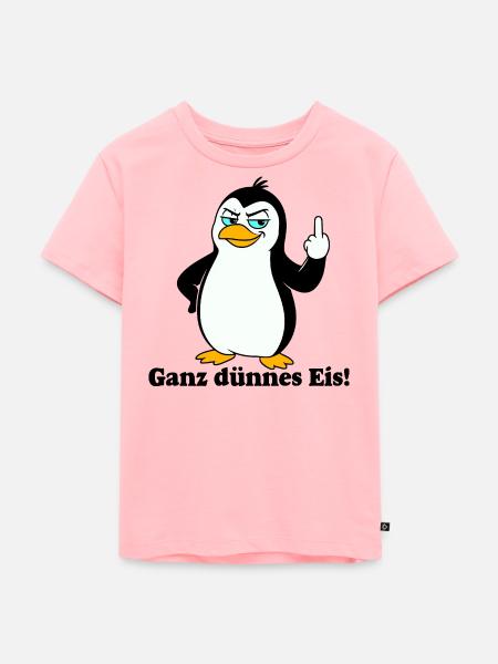 Frecher Pinguin Mittelfinger - Kinder Premium Bio T-Shirt - Rosa