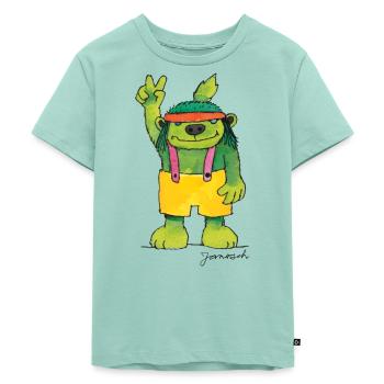 Janosch Emil Der Grünbär Peace - Kinder Premium Bio T-Shirt - Mint  - Vorne - Mikhail (115cm)