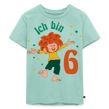 Pumuckl Ich Bin Sechs Geburtstagsmotiv - Kinder Premium Bio T-Shirt - Mint  - Vorne - Mikhail (115cm)