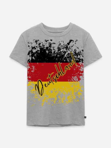 Deutsche Grunge-Flagge, deutscher Stolz - Kinder Premium Bio T-Shirt - Grau meliert