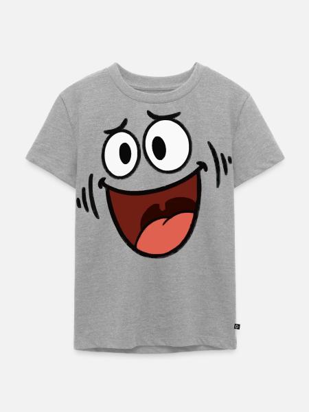 Fröhliches lachendes Gesicht - Kinder Premium Bio T-Shirt - Grau meliert