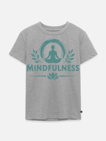 Mindfulness Achtsamkeit Meditierende Lotussitz  - Kinder Premium Bio T-Shirt - Grau meliert