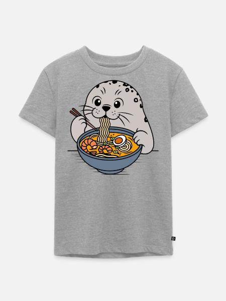 Ramen-Robbe - Kinder Premium Bio T-Shirt - Grau meliert