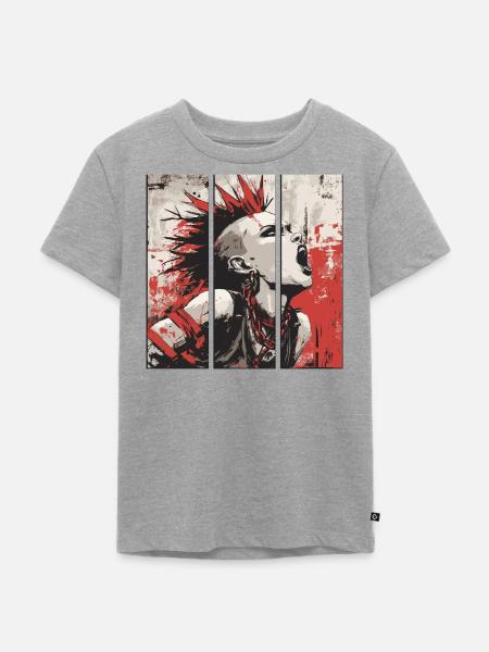 Punkrock Mädchen - Kinder Premium Bio T-Shirt - Grau meliert