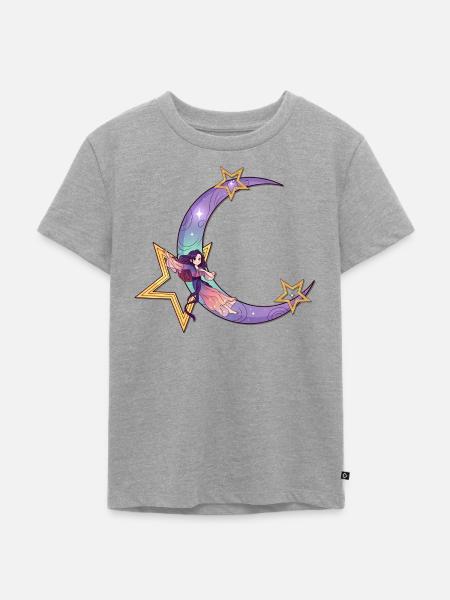 Mondtraum mit Sternenfee - Kinder Premium Bio T-Shirt - Grau meliert