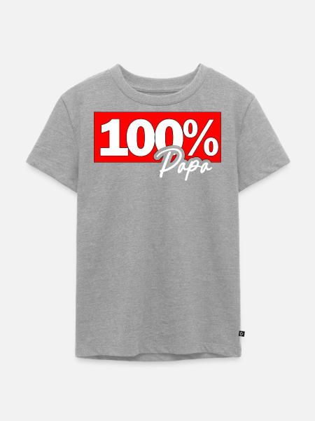 100% Papa Typo Grafik - Kinder Premium Bio T-Shirt - Grau meliert