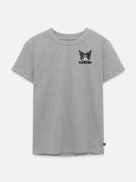 Kuromi Stick Portrait - Kinder Premium Bio T-Shirt - Grau meliert