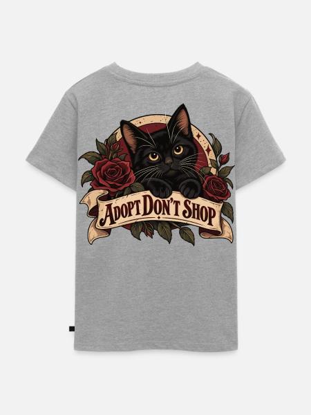 Adopt Don’t Shop Black Cat - Kinder Premium Bio T-Shirt - Grau meliert