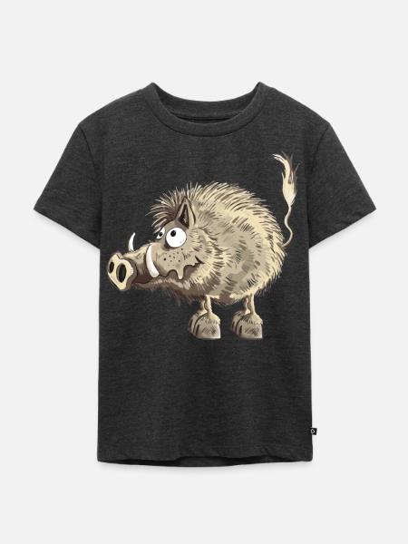 Lustiges Wildschwein - Kinder Premium Bio T-Shirt - Anthrazit meliert