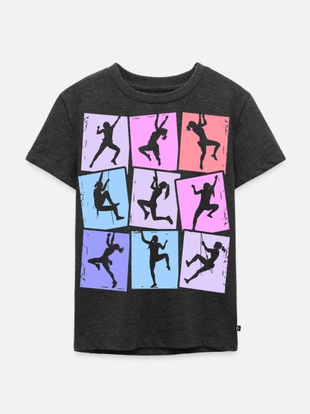 Klettern Berge Kletterer Bouldern Damen Mädchen - Kinder Premium Bio T-Shirt - Anthrazit meliert