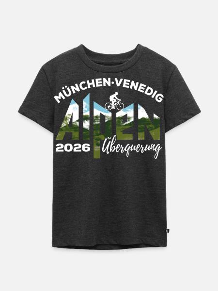 Alpenüberquerung 2026 München Venedig, Fahrrad - Kinder Premium Bio T-Shirt - Anthrazit meliert