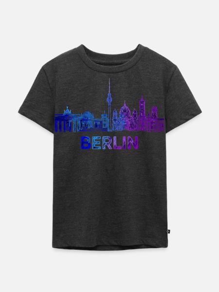 Berliner Skyline Skizze - Kinder Premium Bio T-Shirt - Anthrazit meliert