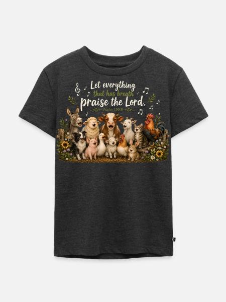 Psalm 150 Tiere Lobpreis - Kinder Premium Bio T-Shirt - Anthrazit meliert
