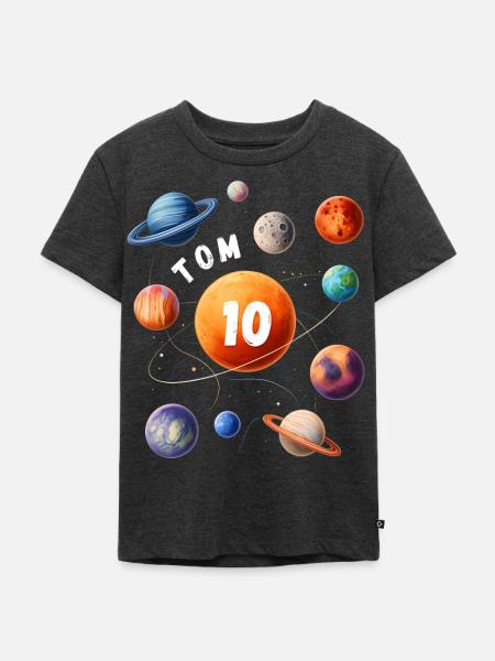 Planeten Tom 10 - Kinder Premium Bio T-Shirt - Anthrazit meliert
