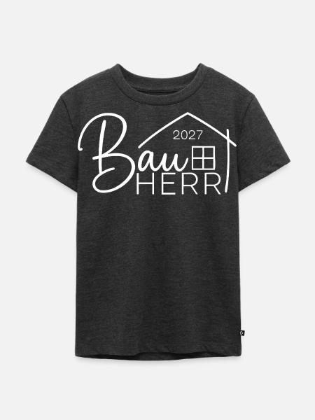 Bauherr 2027 Hausbau Eigenheim - Kinder Premium Bio T-Shirt - Anthrazit meliert