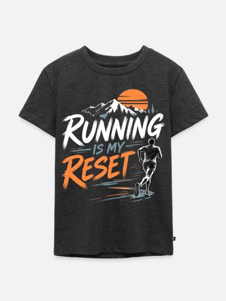 Running Is My Reset - Kinder Premium Bio T-Shirt - Anthrazit meliert