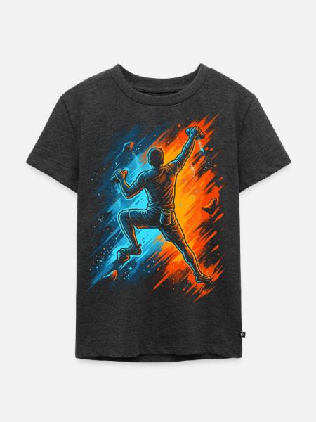 Klettern Berge Kletterer Bouldern Kinder Männer - Kinder Premium Bio T-Shirt - Anthrazit meliert