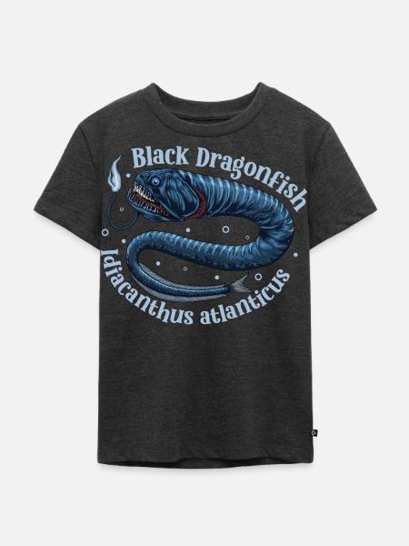 Tiefsee Monster - Schwarzer Drachenfisch - Kinder Premium Bio T-Shirt - Anthrazit meliert