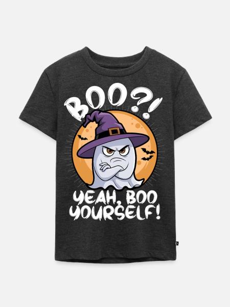 Grimmiger Halloween Geist - Kinder Premium Bio T-Shirt - Anthrazit meliert