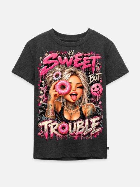Sweet Trouble Donut Glam - Kinder Premium Bio T-Shirt - Anthrazit meliert