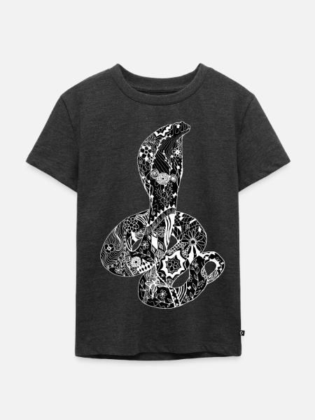 Patchwork Cobra - Kinder Premium Bio T-Shirt - Anthrazit meliert