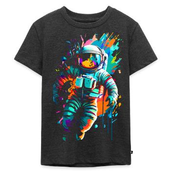 Farbiger Astronaut im Weltraum Weltall - Kinder Premium Bio T-Shirt - Anthrazit meliert - Vorne - Mikhail (115cm)