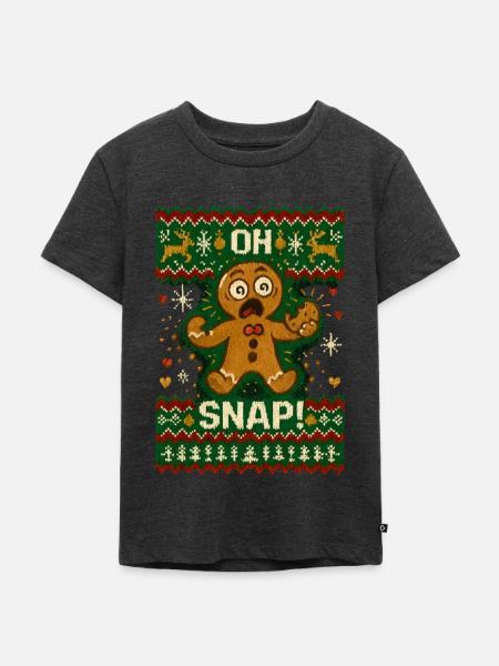 Oh Snap Lebkuchenmann Ugly Christmas - Kinder Premium Bio T-Shirt - Anthrazit meliert