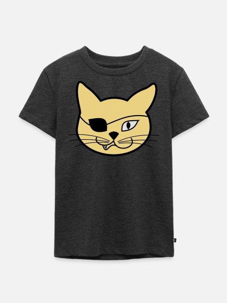 Pirate Kitteh - Kinder Premium Bio T-Shirt - Anthrazit meliert
