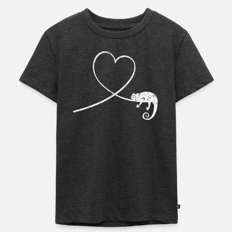 Chameleon Reptile Terrarium Pet Gift - Kids Premium Organic T-Shirt - heather anthracite