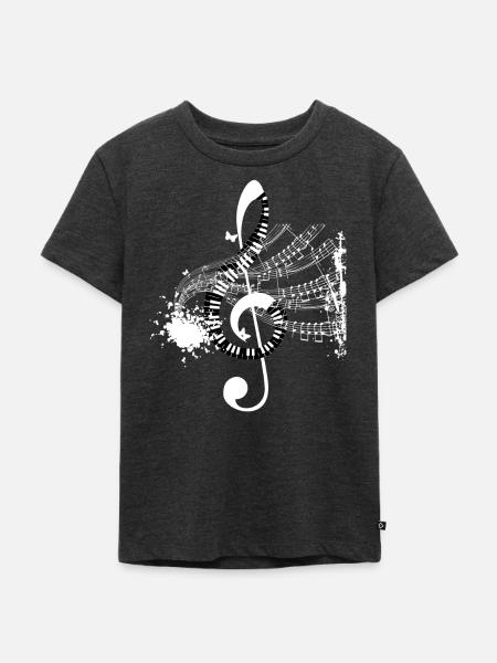 Notenwirbel und Partitur-Splash - Kinder Premium Bio T-Shirt - Anthrazit meliert