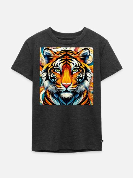 Tiger - Kinder Premium Bio T-Shirt - Anthrazit meliert