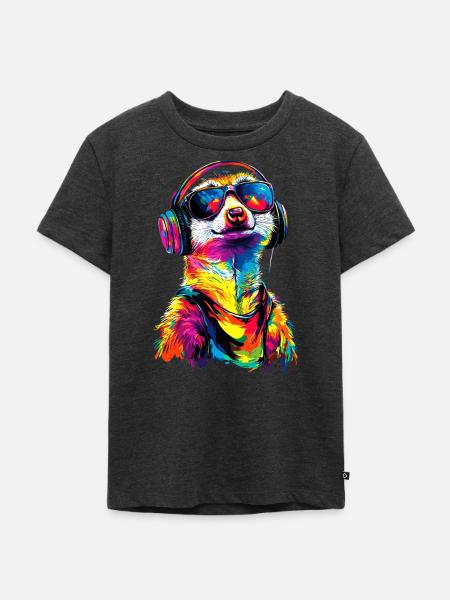 Erdmännchen Sonnenbrille Bunt Süßes Erdmännchen - Kinder Premium Bio T-Shirt - Anthrazit meliert