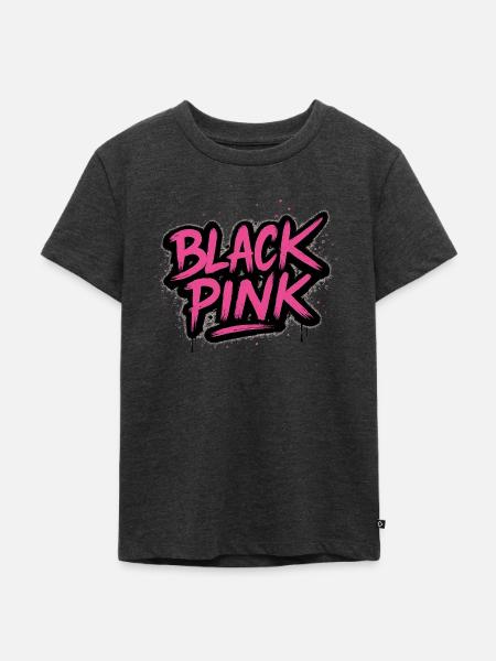 Pink Graffiti Kontrast - Kinder Premium Bio T-Shirt - Anthrazit meliert