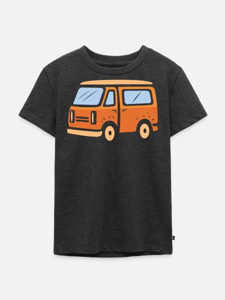 Retro Camper Van Cartoon Illustration - Kinder Premium Bio T-Shirt - Anthrazit meliert