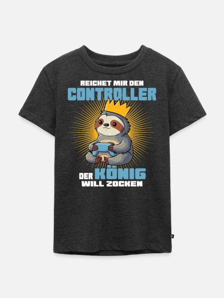 König mit Controller - Kinder Premium Bio T-Shirt - Anthrazit meliert